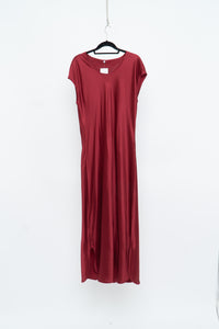 Vintage x Red Pure Silk Floor Length Dress (L)