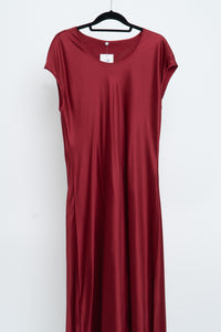 Vintage x Red Pure Silk Floor Length Dress (L)