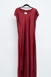 Vintage x Red Pure Silk Floor Length Dress (L)