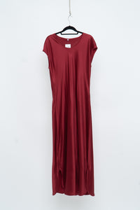 Vintage x Red Pure Silk Floor Length Dress (L)