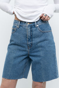 Vintage x NOVELI Midwash Long Denim Cutoff Shorts (S)
