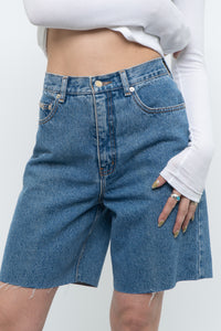 Vintage x NOVELI Midwash Long Denim Cutoff Shorts (S)