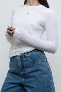 ATM x Made in Peru x Ultra Soft Ribbed White Long Sleeve (S, M)