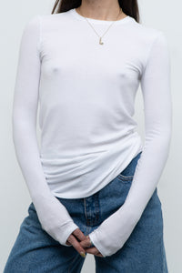 ATM x Made in Peru x Ultra Soft Ribbed White Long Sleeve (S, M)
