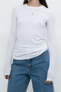 ATM x Made in Peru x Ultra Soft Ribbed White Long Sleeve (S, M)