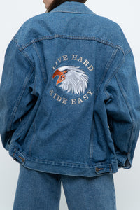Vintage x HARLEY DAVIDSON CAFÉ Midwash Denim Embroidered Jacket (XS-L)