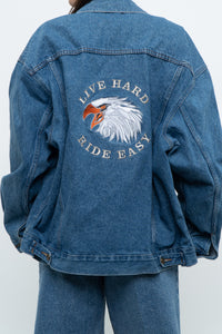 Vintage x HARLEY DAVIDSON CAFÉ Midwash Denim Embroidered Jacket (XS-L)