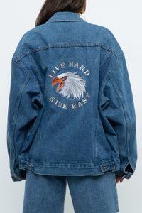 Vintage x HARLEY DAVIDSON CAFÉ Midwash Denim Embroidered Jacket (XS-L)
