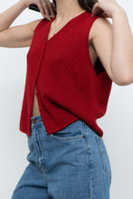Load image into Gallery viewer, Vintage x JESSICA Red Ribbed Knit Buttoned Vest (S-L)