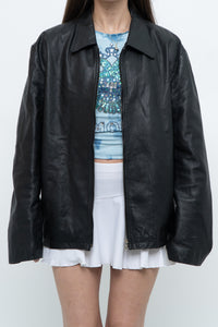 Vintage x Black Leather Classic Obersized Jacket (S, M)
