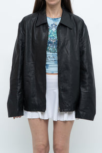 Vintage x Black Leather Classic Obersized Jacket (S, M)
