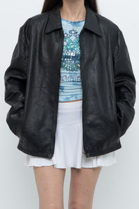 Vintage x Black Leather Classic Obersized Jacket (S, M)