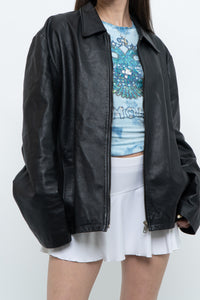 Vintage x Black Leather Classic Obersized Jacket (S, M)