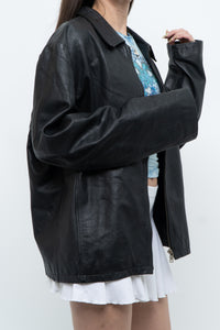 Vintage x Black Leather Classic Obersized Jacket (S, M)