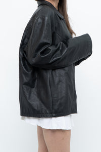 Vintage x Black Leather Classic Obersized Jacket (S, M)