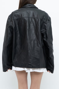 Vintage x Black Leather Classic Obersized Jacket (S, M)
