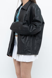 Vintage x Black Leather Classic Obersized Jacket (S, M)