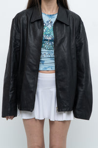 Vintage x Black Leather Classic Obersized Jacket (S, M)