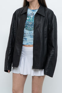 Vintage x Black Leather Classic Obersized Jacket (S, M)