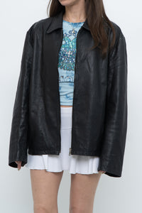 Vintage x Black Leather Classic Obersized Jacket (S, M)