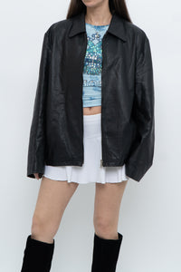 Vintage x Black Leather Classic Obersized Jacket (S, M)