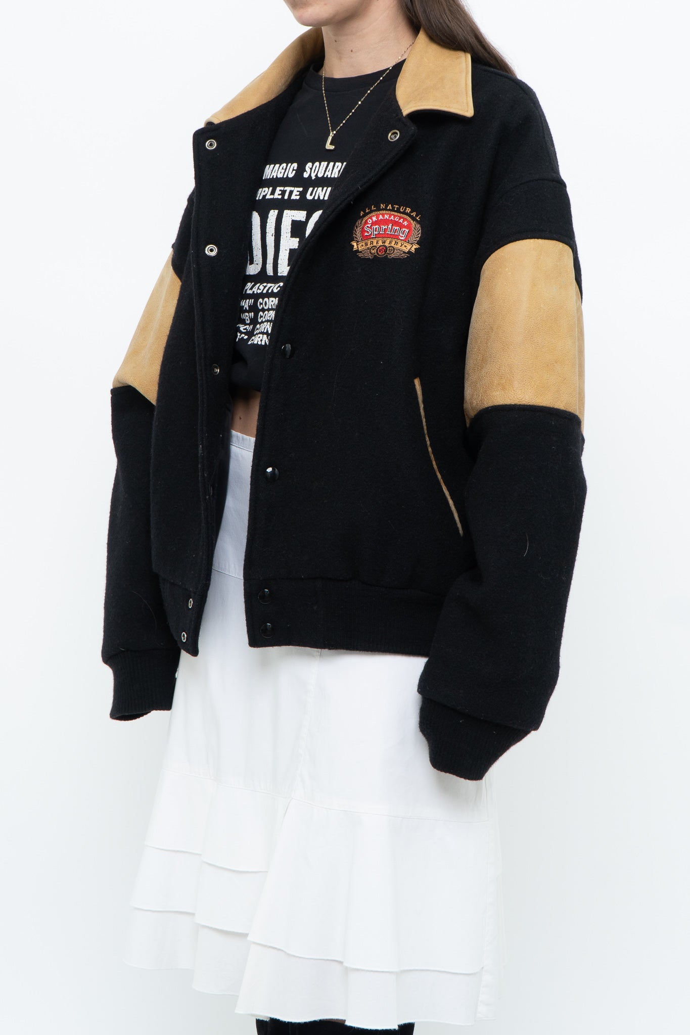 Vintage x Made in Canada x Okanagan Spring Leather, Wool Varsity Jacket (XS-L)