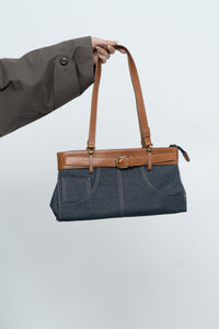 Vintage x Denim Faux Leather Belted Purse