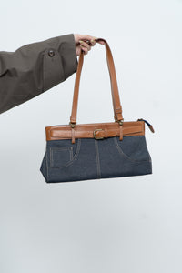 Vintage x Denim Faux Leather Belted Purse