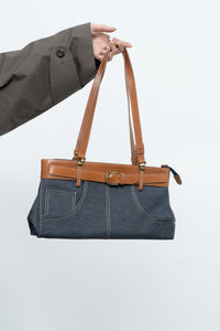 Vintage x Denim Faux Leather Belted Purse