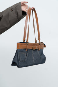 Vintage x Denim Faux Leather Belted Purse