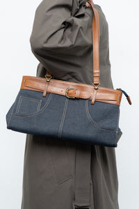 Vintage x Denim Faux Leather Belted Purse
