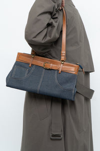Vintage x Denim Faux Leather Belted Purse