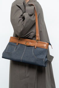 Vintage x Denim Faux Leather Belted Purse