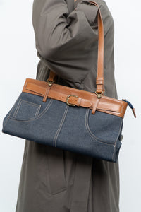 Vintage x Denim Faux Leather Belted Purse