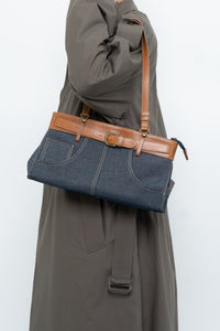 Vintage x Denim Faux Leather Belted Purse