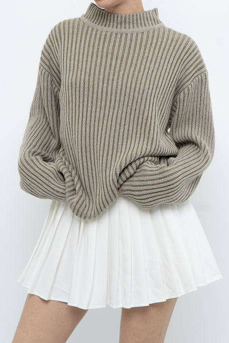 Vintae x Made in Korea x Oatmeal Knit Mockneck Sweater (XS-M)