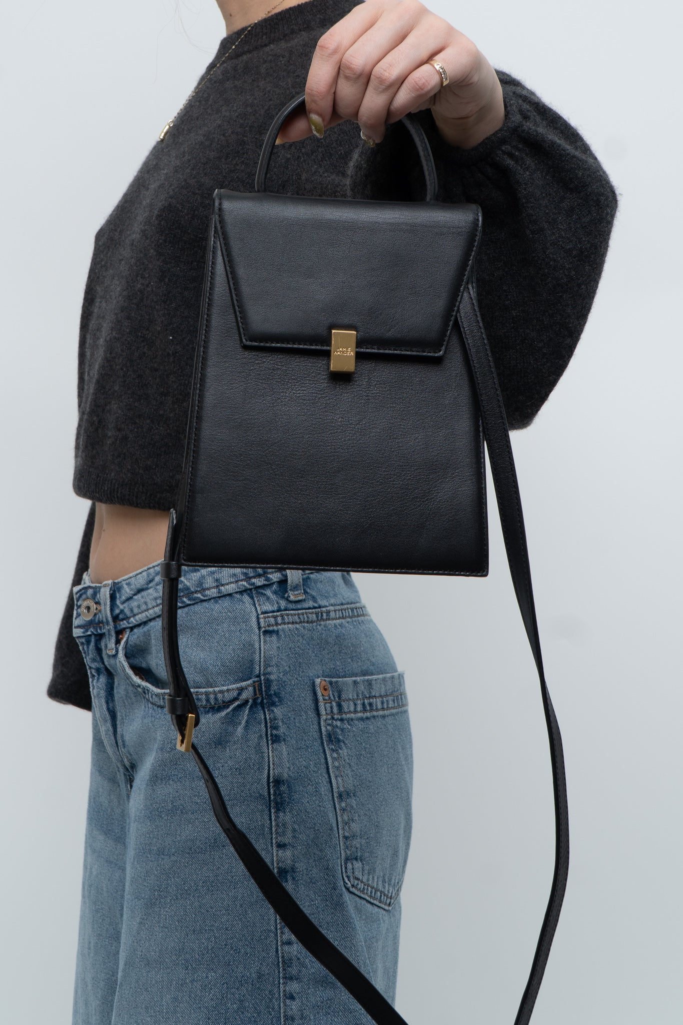 JAMIE WANDER x Black Leather Structered Purse