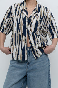 Vintage x Nautical Patterned Short Sleeve Cotton-blend Buttonup (XS-L)