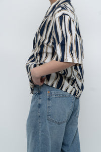 Vintage x Nautical Patterned Short Sleeve Cotton-blend Buttonup (XS-L)