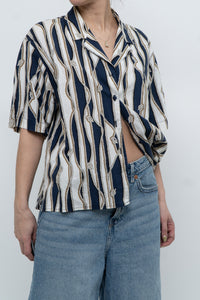 Vintage x Nautical Patterned Short Sleeve Cotton-blend Buttonup (XS-L)