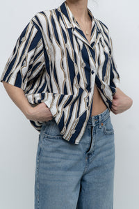 Vintage x Nautical Patterned Short Sleeve Cotton-blend Buttonup (XS-L)