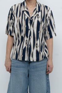 Vintage x Nautical Patterned Short Sleeve Cotton-blend Buttonup (XS-L)