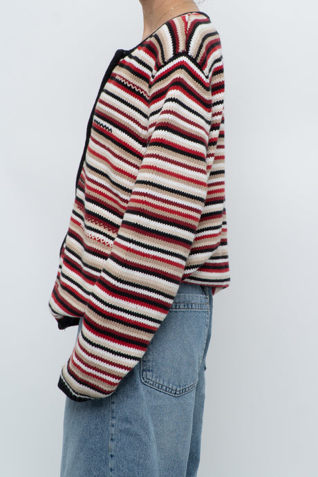 Vintage x NORTHERN REFLECTIONS Striped Knit Cotton Zipped Cardigan (S-XL)
