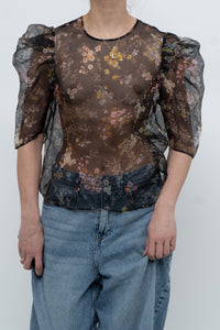 CINQ A SEPT x Sheer Floral Blouse (XS, S)