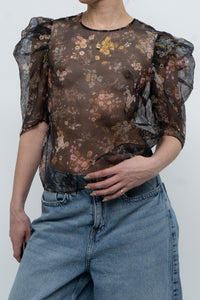 CINQ A SEPT x Sheer Floral Blouse (XS, S)