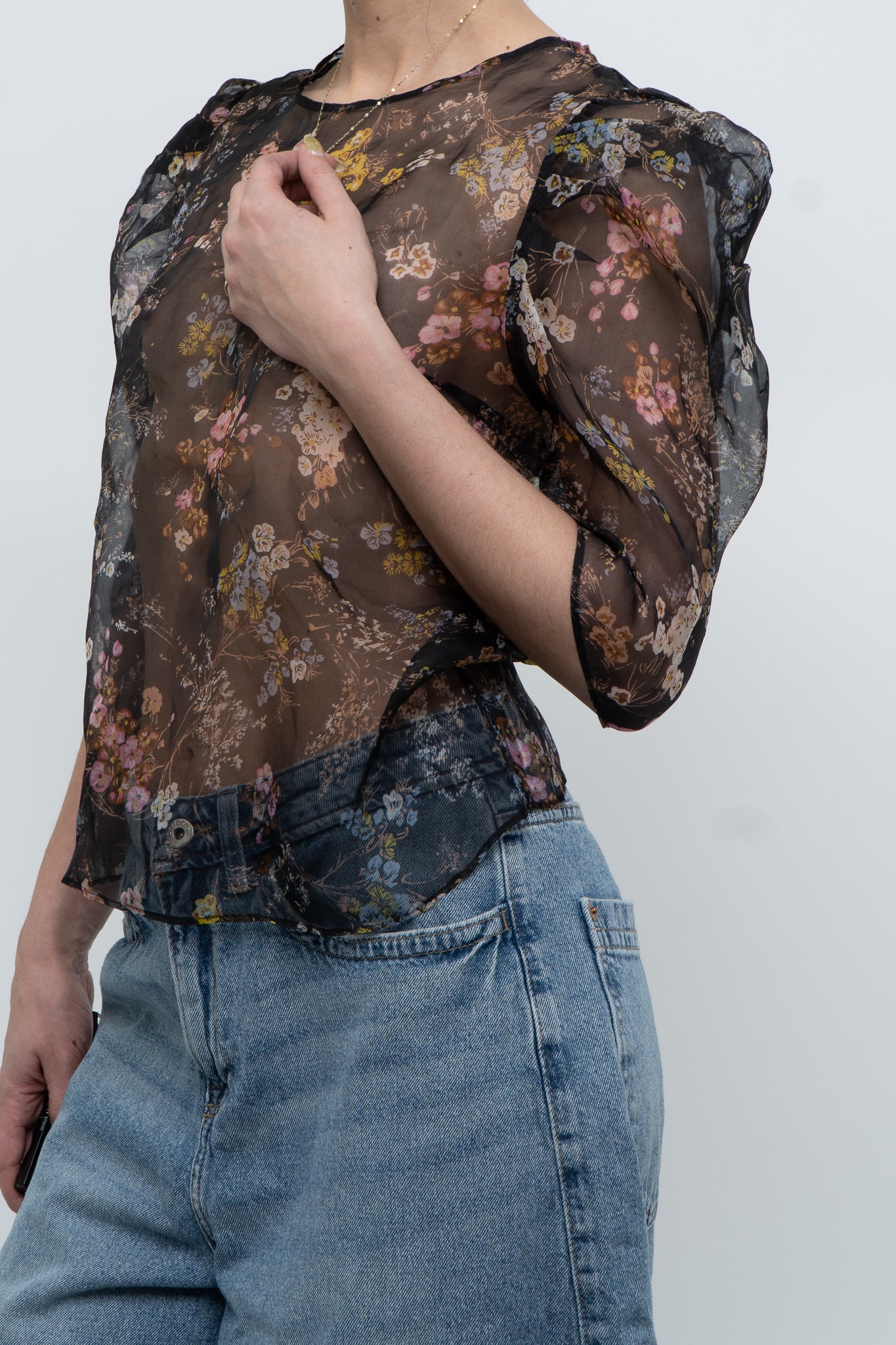 CINQ A SEPT x Sheer Floral Blouse (XS, S)