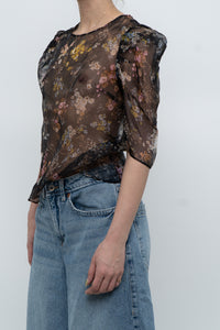 CINQ A SEPT x Sheer Floral Blouse (XS, S)