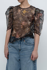 CINQ A SEPT x Sheer Floral Blouse (XS, S)