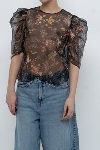 CINQ A SEPT x Sheer Floral Blouse (XS, S)