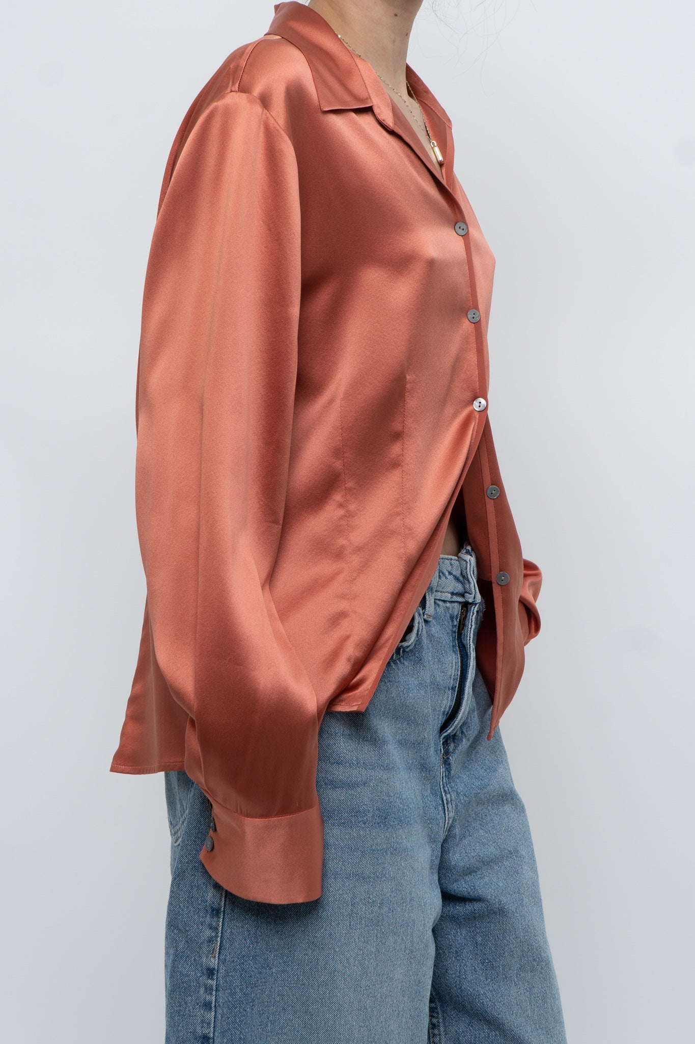 Vintage x Peach Pure Silk Buttonup (M, L)